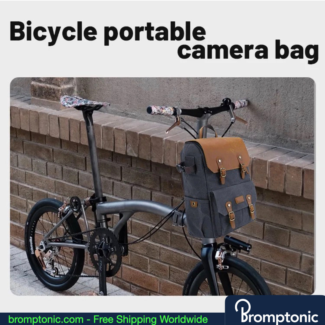 Brompton Camera Backpack – Vintage Canvas DSLR Photography Bag with Front Carrier Frame (A/C/G/P/T Line)